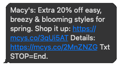 Macy's Remarketing SMS